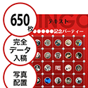 【650枚セット】データ入稿で作る「写真・画像でビンゴカード」はがきサイズ 切抜穴有