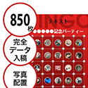 【850枚セット】データ入稿で作る「写真・画像でビンゴカード」はがきサイズ 切抜穴有