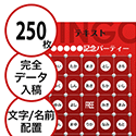 【250枚セット】データ入稿で作る「文字・名前でビンゴカード」はがきサイズ 切抜穴有